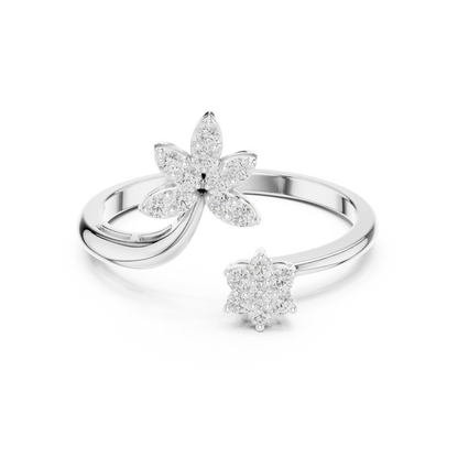0.20 Carat Diamond Flower Open Bypass Ring | Yellow Gold