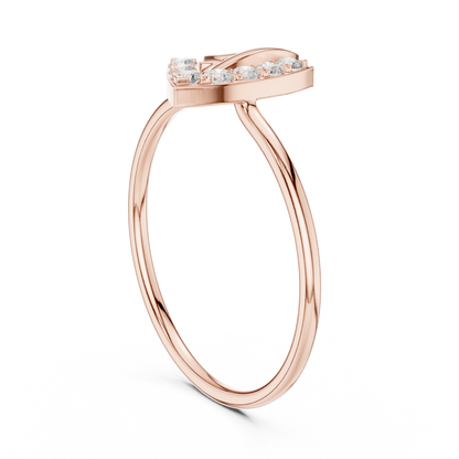 0.13 Carat Geometric Diamond Shield Bypass Ring | Yellow Gold