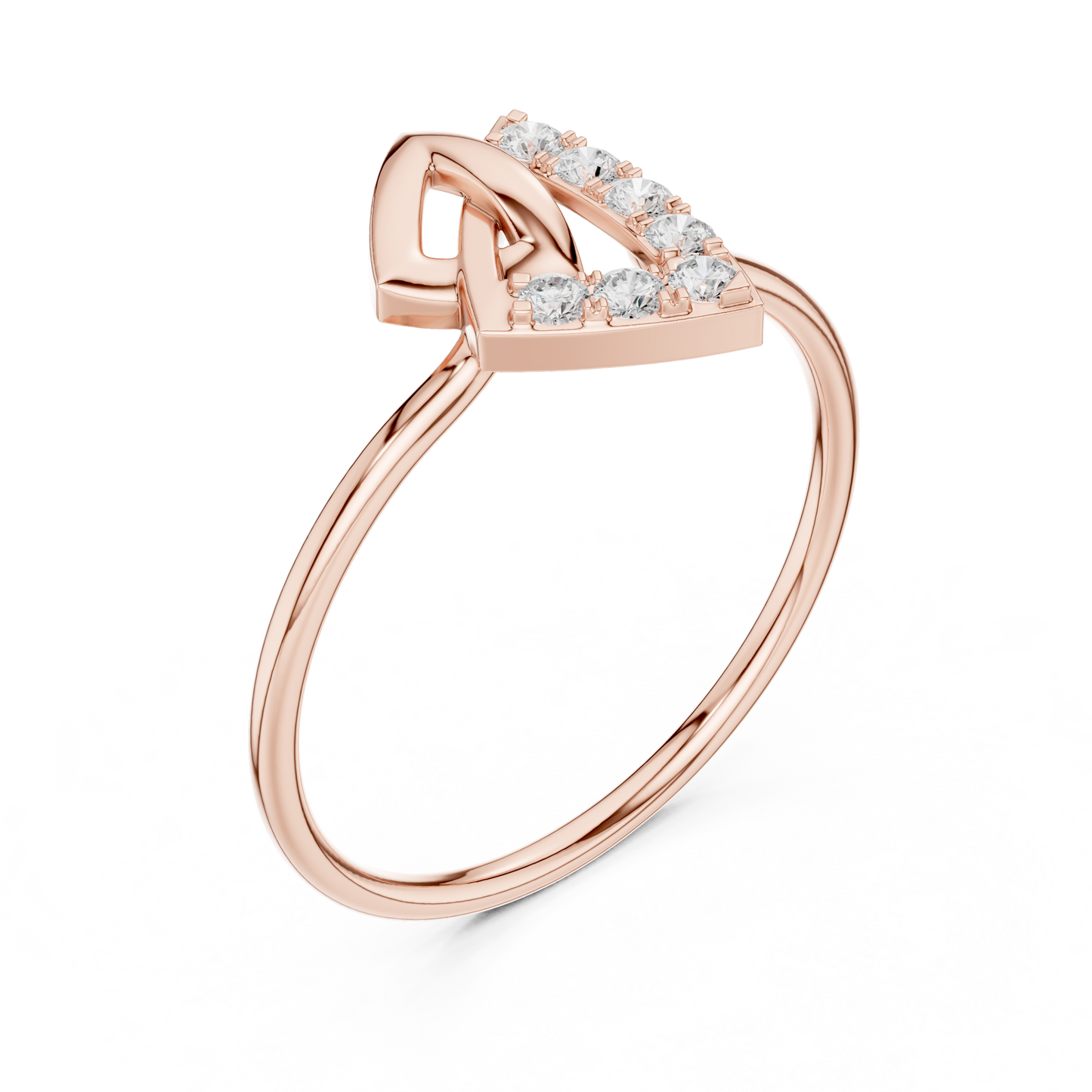 0.13 Carat Geometric Diamond Shield Bypass Ring | Yellow Gold