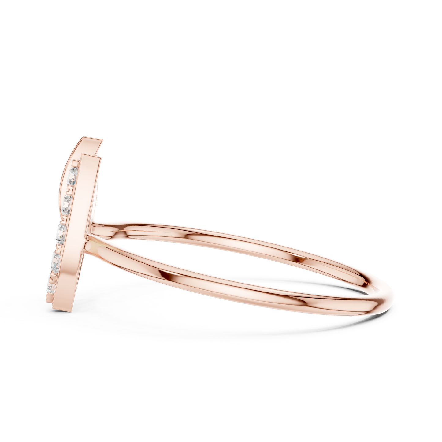 0.13 Carat Geometric Diamond Shield Bypass Ring | Yellow Gold