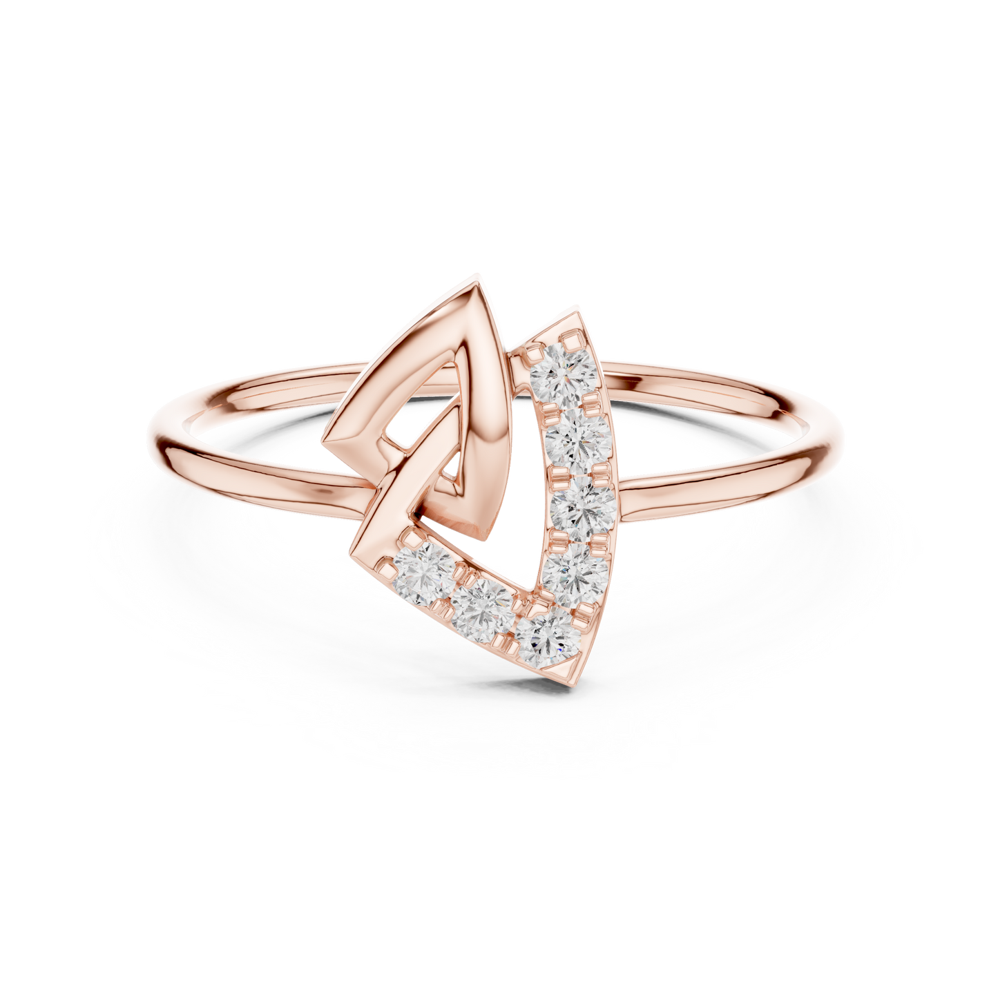 0.13 Carat Geometric Diamond Shield Bypass Ring | Yellow Gold