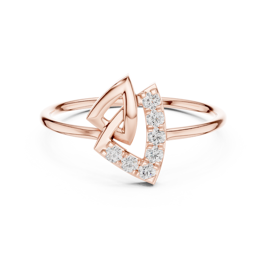 0.13 Carat Geometric Diamond Shield Bypass Ring | Yellow Gold