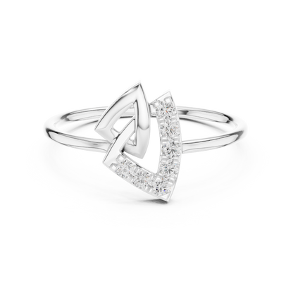 0.13 Carat Geometric Diamond Shield Bypass Ring | Yellow Gold