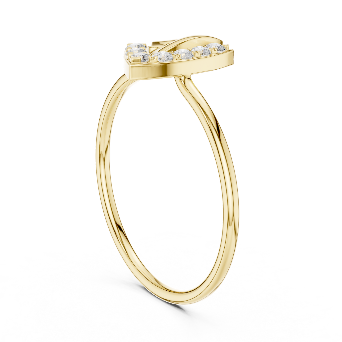0.13 Carat Geometric Diamond Shield Bypass Ring | Yellow Gold