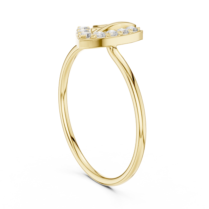 0.13 Carat Geometric Diamond Shield Bypass Ring | Yellow Gold