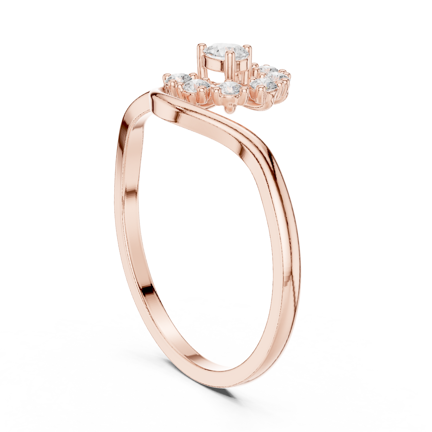 0.19 Carat Diamond Sunburst Fan Bypass Ring | Yellow Gold