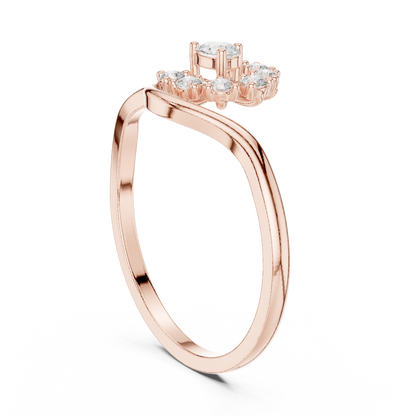 0.19 Carat Diamond Sunburst Fan Bypass Ring | Yellow Gold