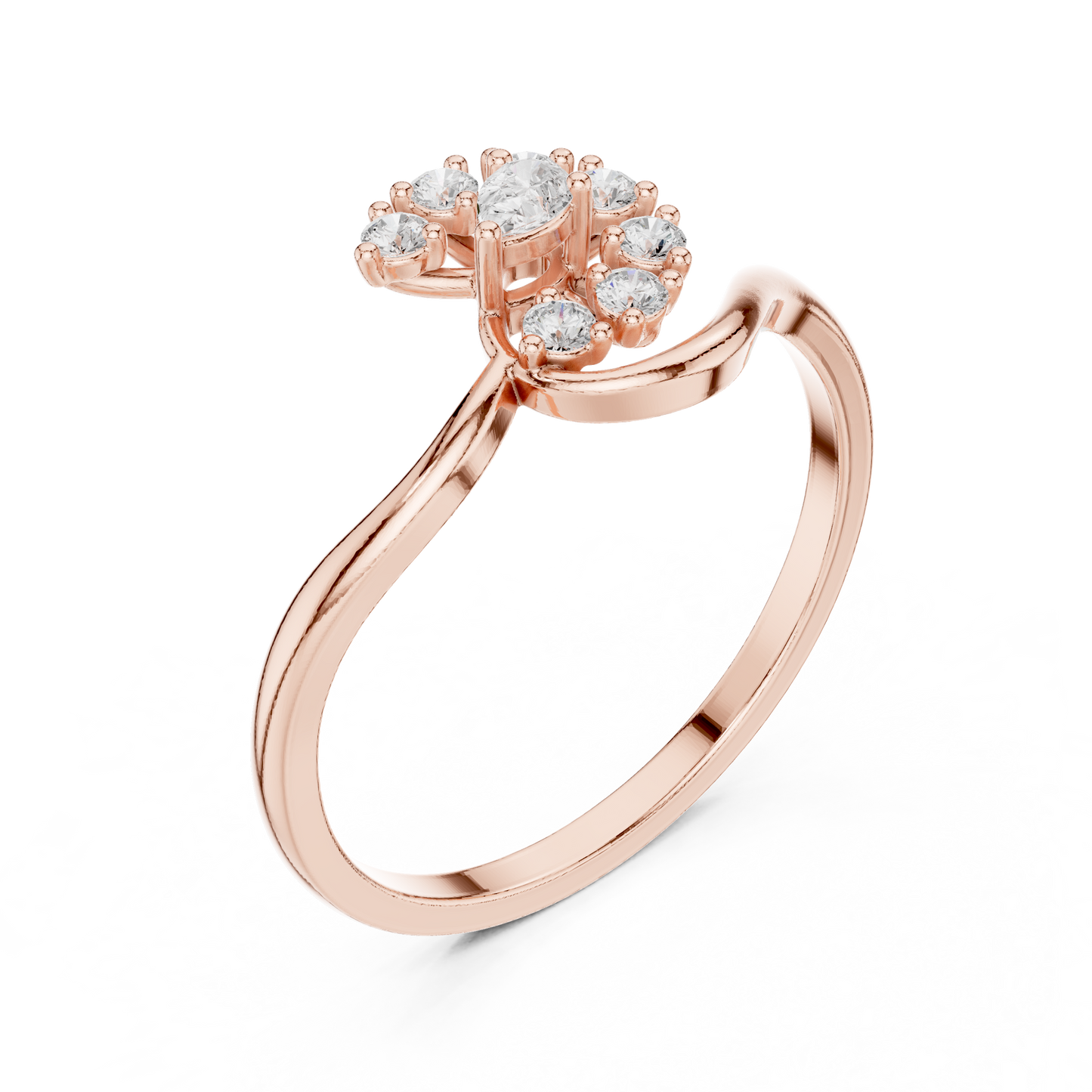 0.19 Carat Diamond Sunburst Fan Bypass Ring | Yellow Gold