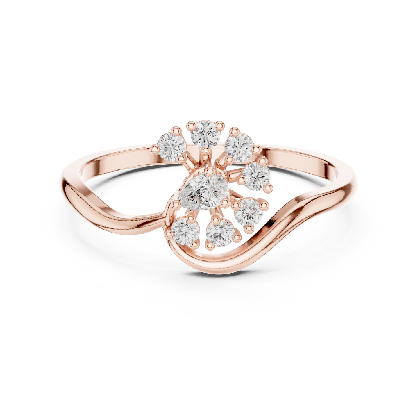 0.19 Carat Diamond Sunburst Fan Bypass Ring | Yellow Gold