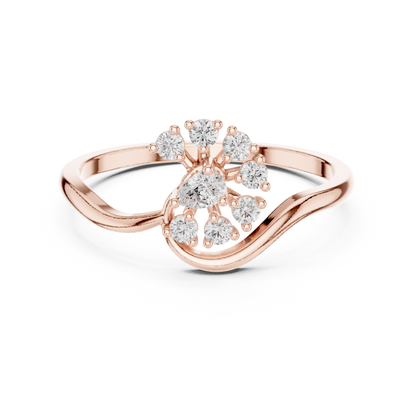 0.19 Carat Diamond Sunburst Fan Bypass Ring | Yellow Gold