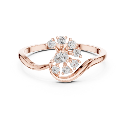 0.19 Carat Diamond Sunburst Fan Bypass Ring | Yellow Gold