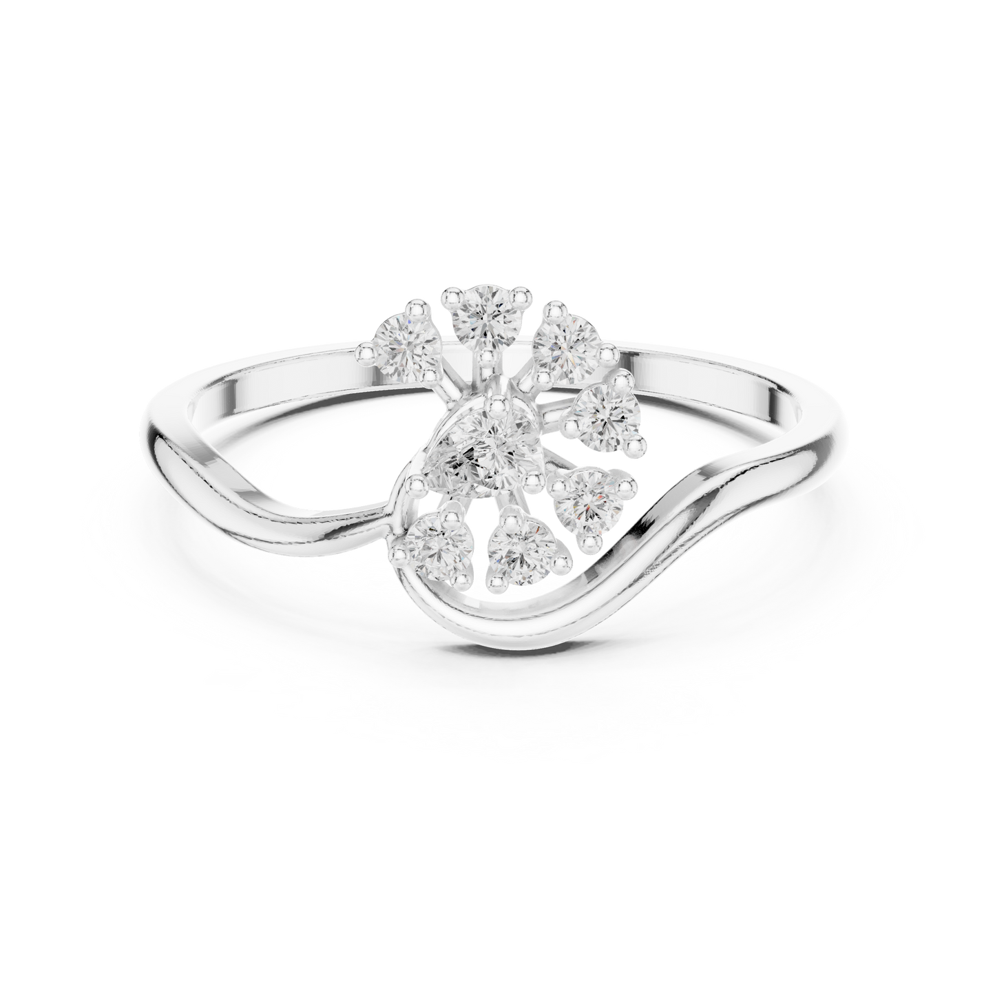 0.19 Carat Diamond Sunburst Fan Bypass Ring | Yellow Gold