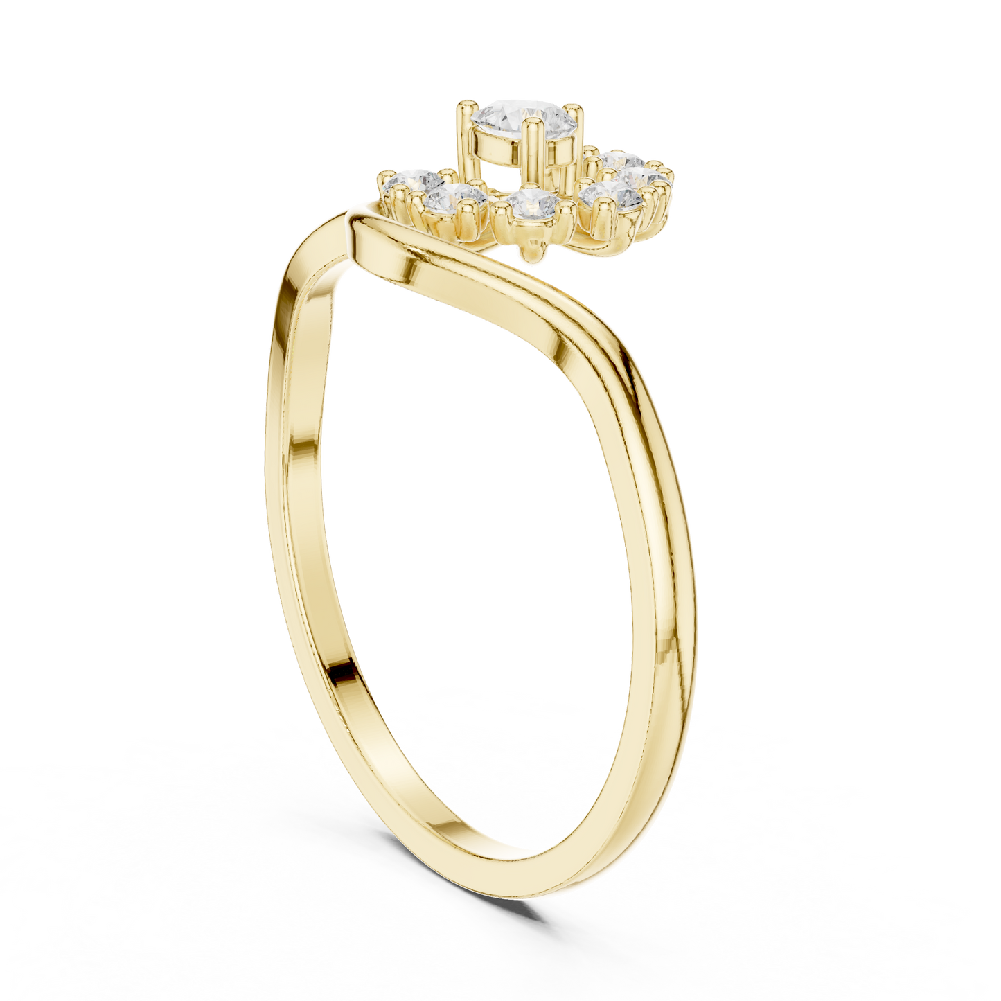 0.19 Carat Diamond Sunburst Fan Bypass Ring | Yellow Gold