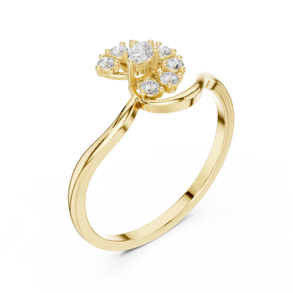 0.19 Carat Diamond Sunburst Fan Bypass Ring | Yellow Gold