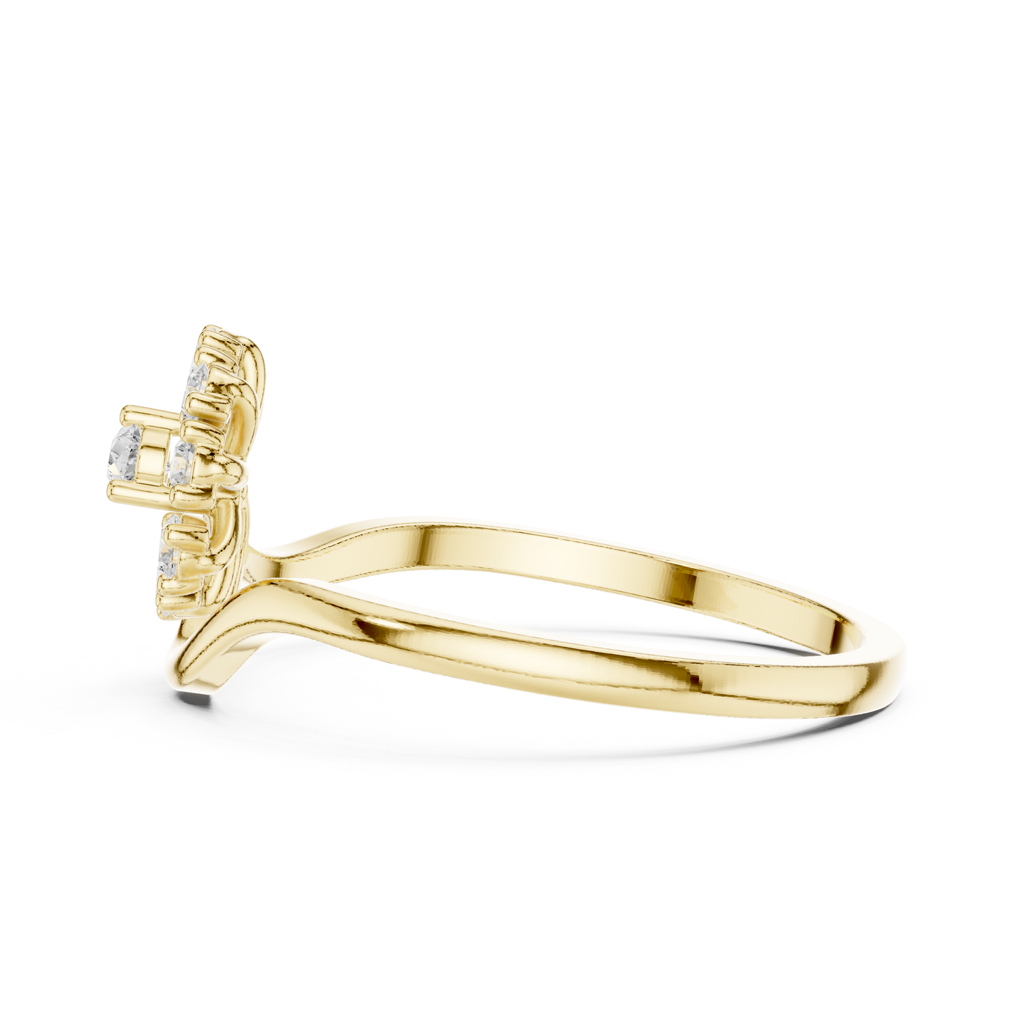 0.19 Carat Diamond Sunburst Fan Bypass Ring | Yellow Gold