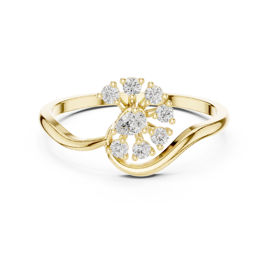 0.19 Carat Diamond Sunburst Fan Bypass Ring | Yellow Gold