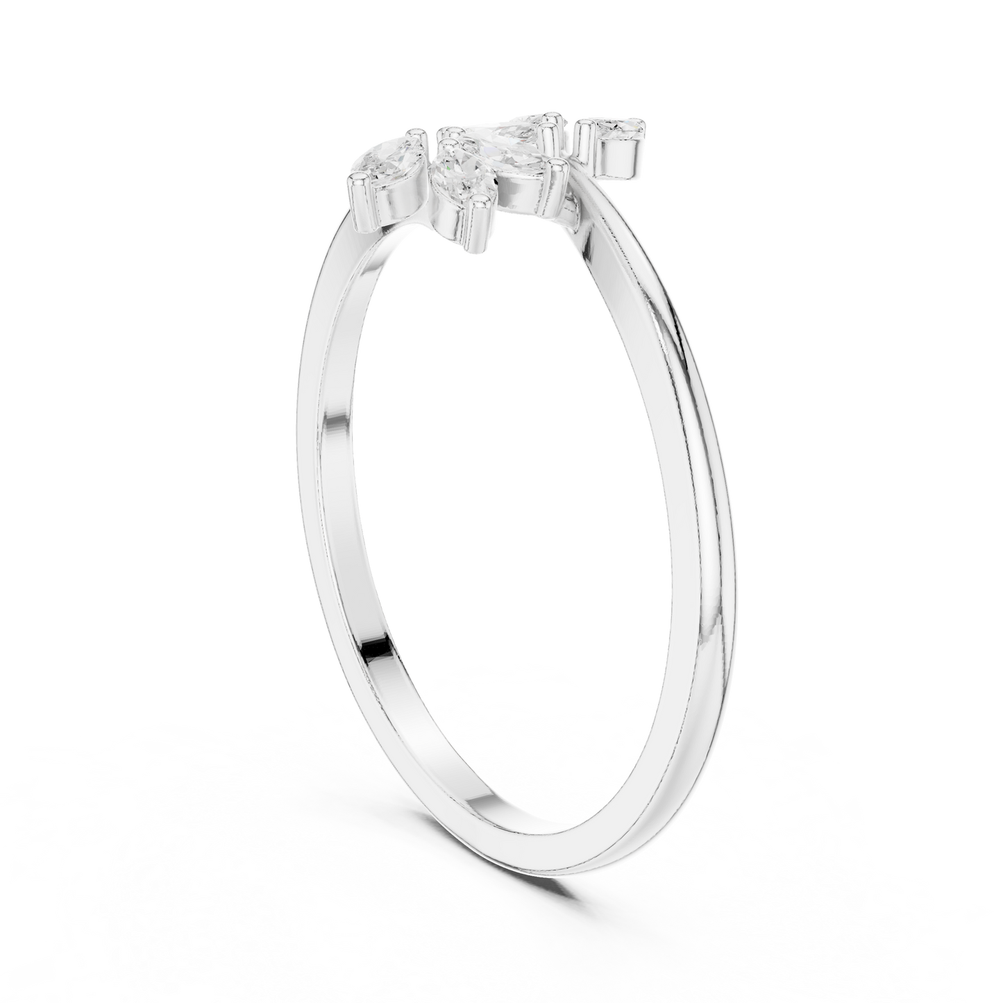 0.13 Carat Marquise Diamond Leaf Open Bypass Ring | Yellow Gold
