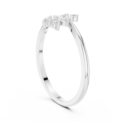 0.13 Carat Marquise Diamond Leaf Open Bypass Ring | Yellow Gold