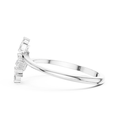 0.13 Carat Marquise Diamond Leaf Open Bypass Ring | Yellow Gold