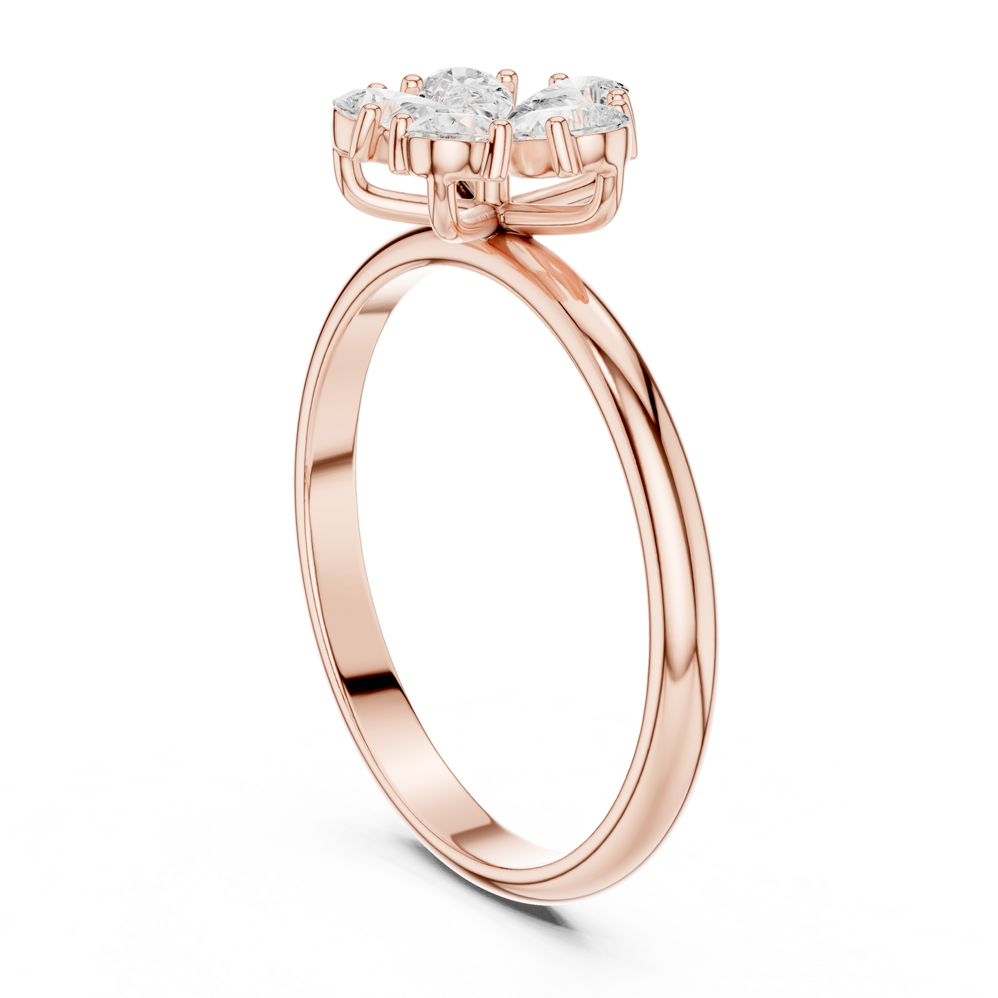 0.46 Carat Pear Cut Diamond Flower Cluster Ring | Solid Gold