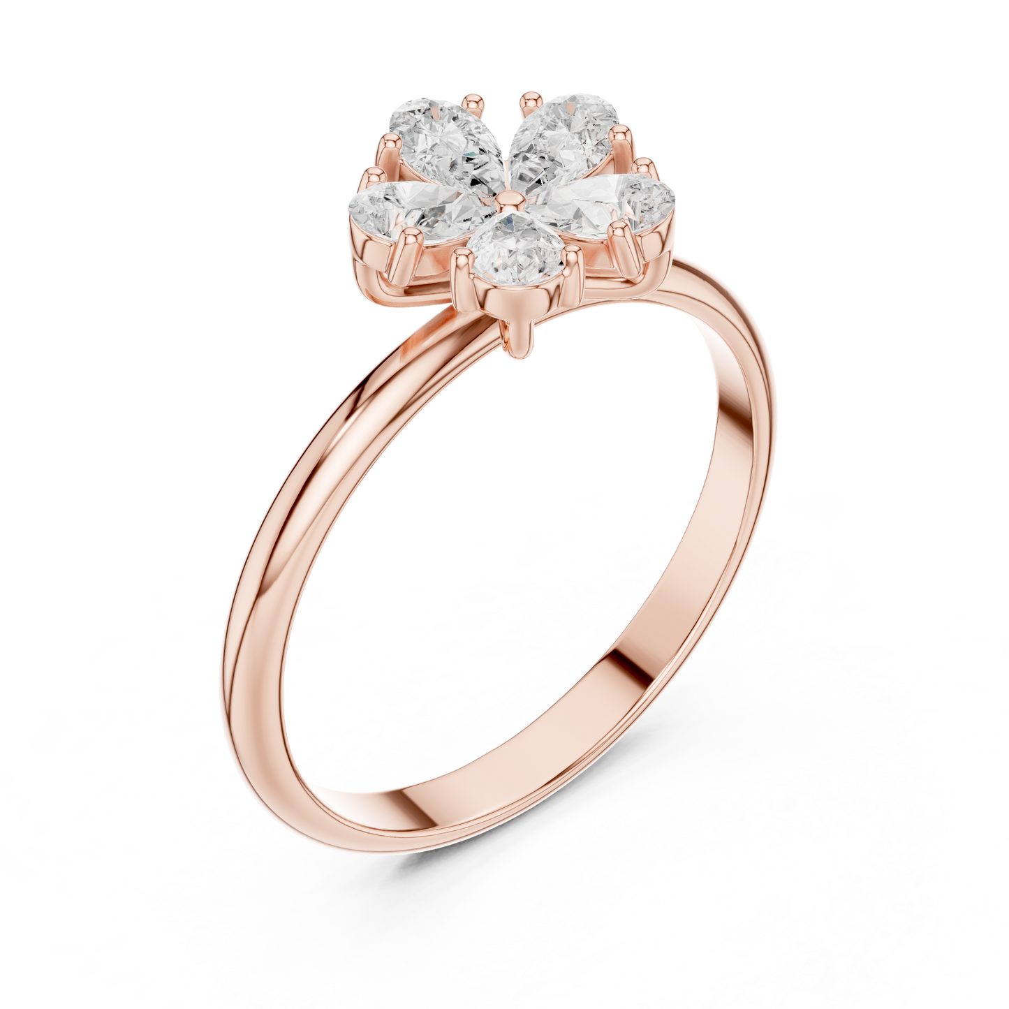 0.46 Carat Pear Cut Diamond Flower Cluster Ring | Solid Gold