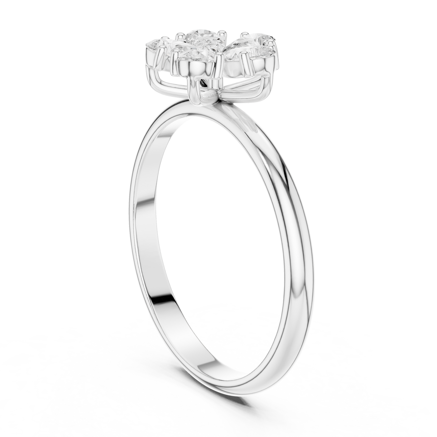 0.46 Carat Pear Cut Diamond Flower Cluster Ring | Solid Gold