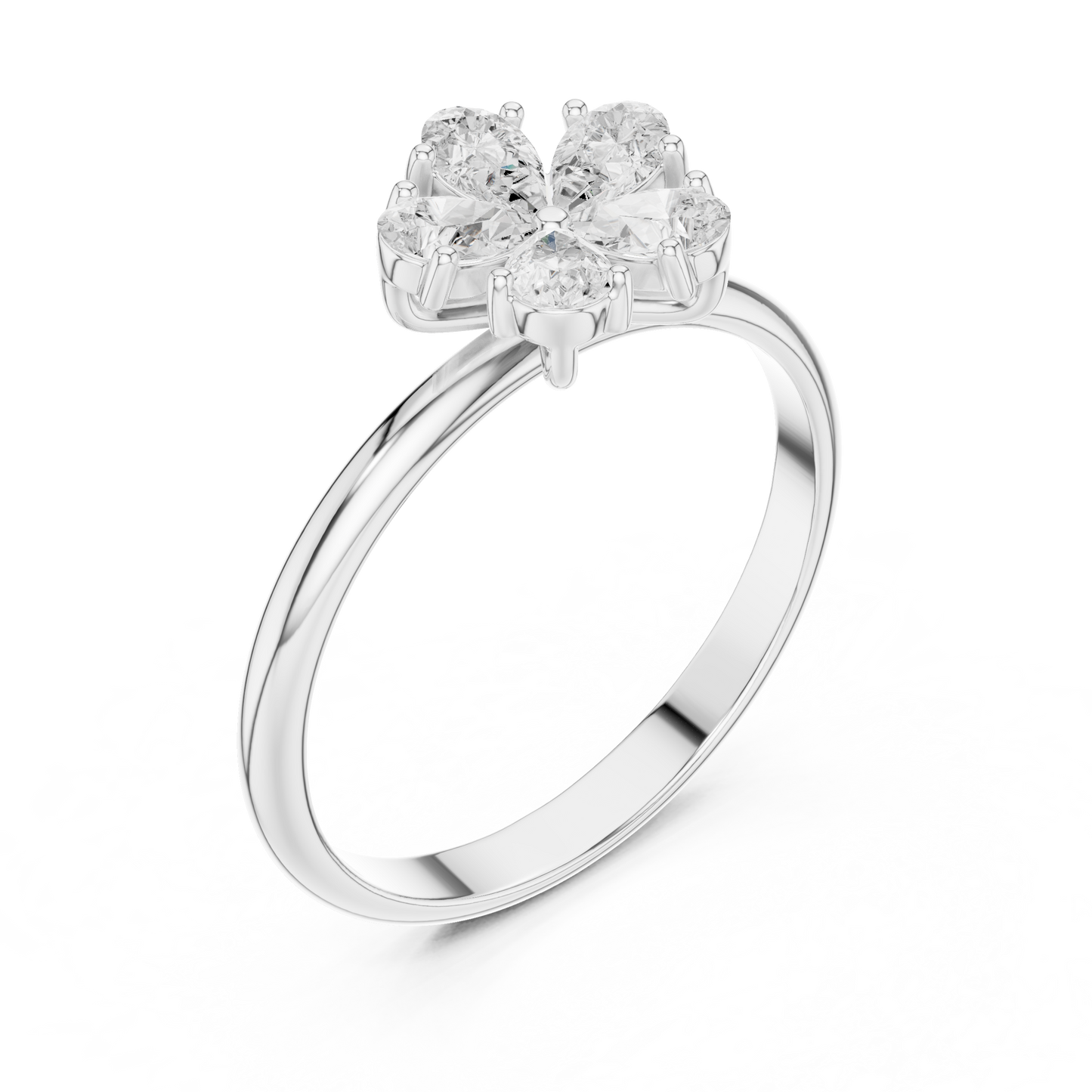 0.46 Carat Pear Cut Diamond Flower Cluster Ring | Solid Gold