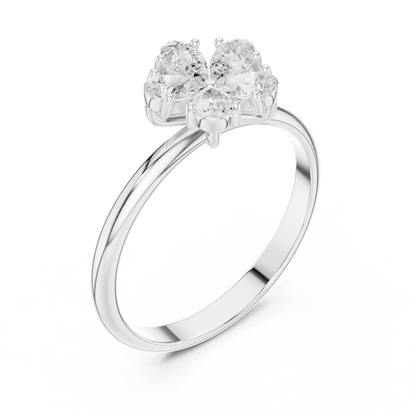 0.46 Carat Pear Cut Diamond Flower Cluster Ring | Solid Gold