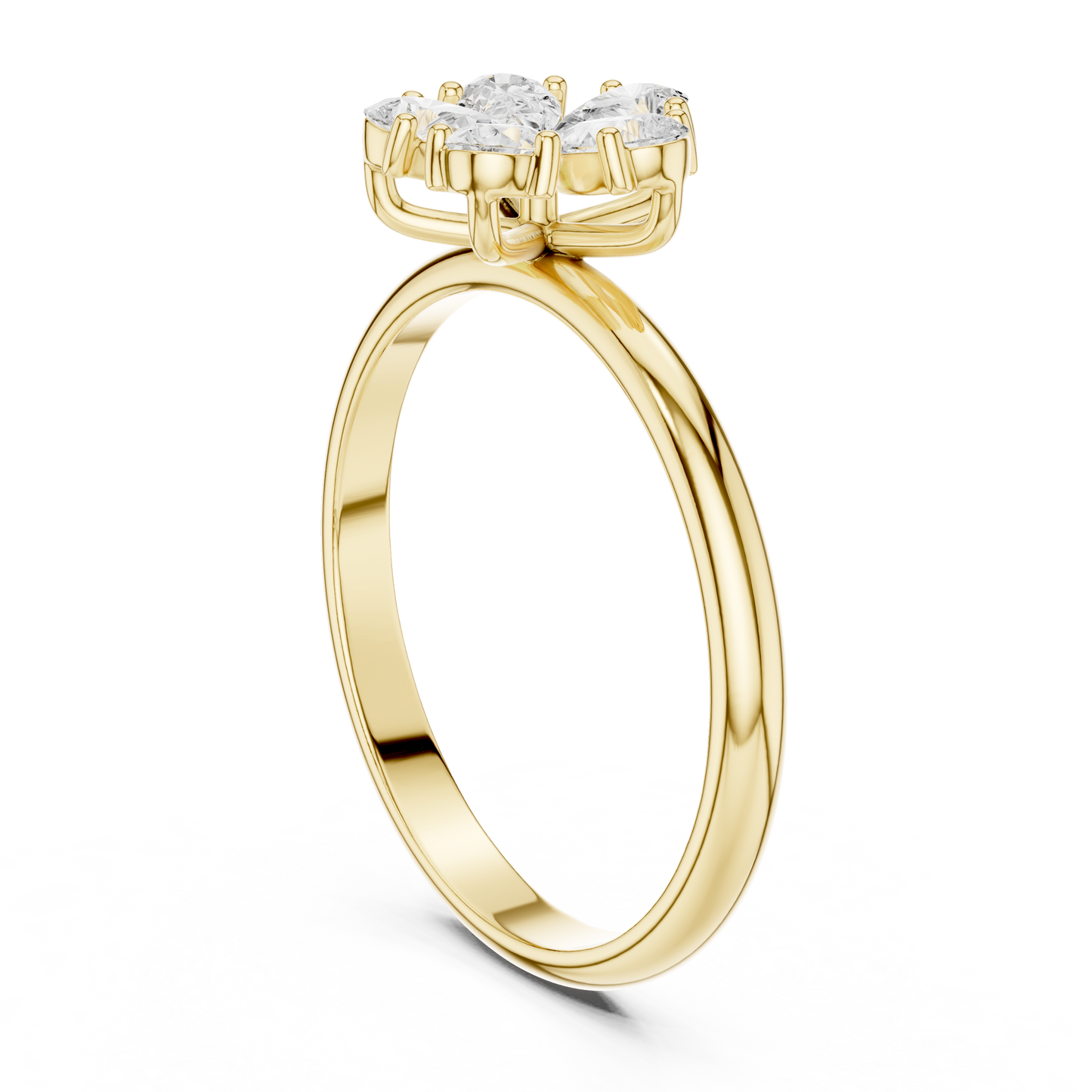 0.46 Carat Pear Cut Diamond Flower Cluster Ring | Solid Gold