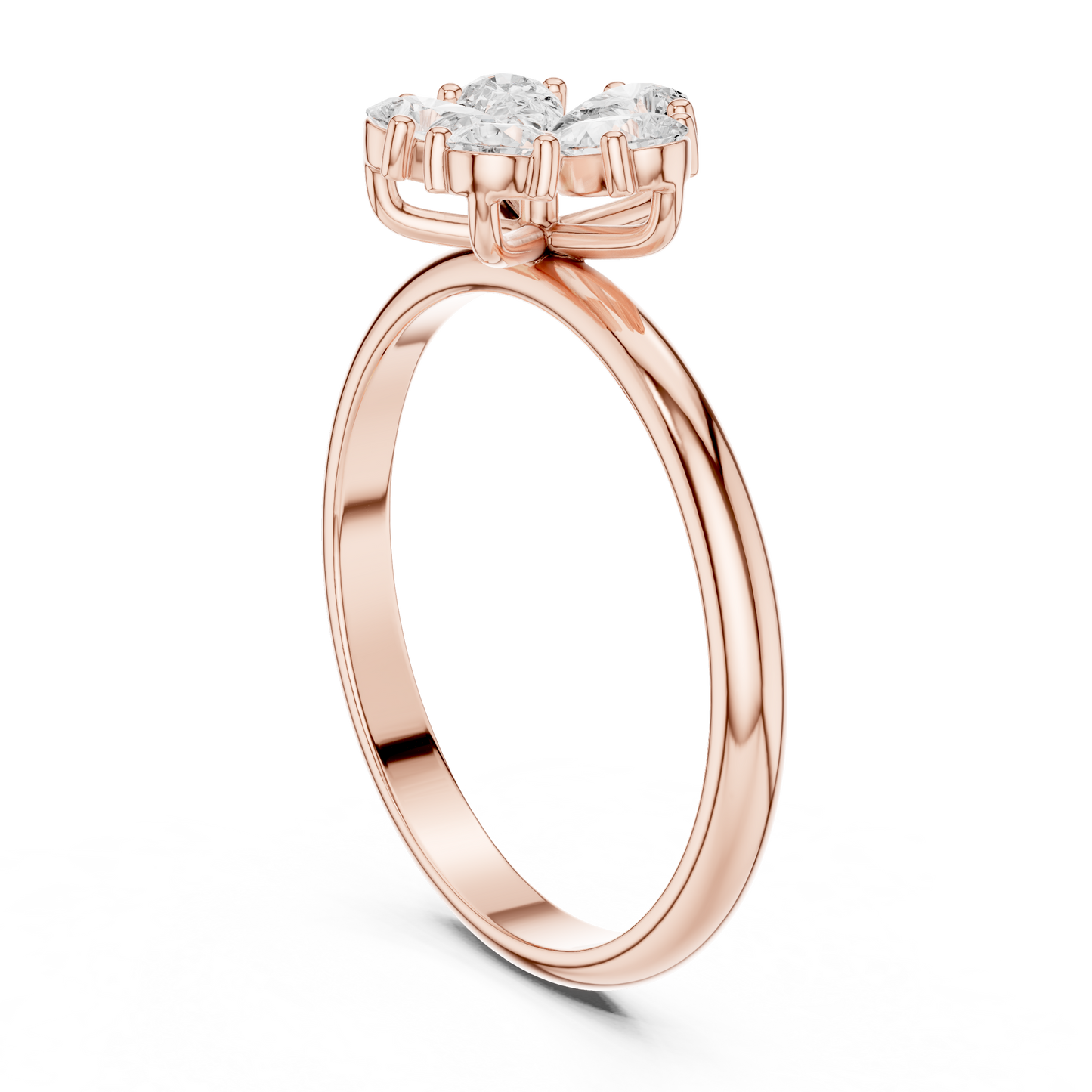 0.46 Carat Pear Cut Diamond Flower Cluster Ring | Solid Gold