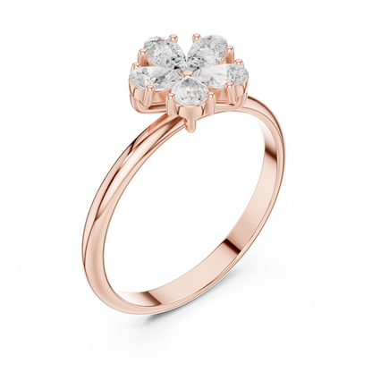 0.46 Carat Pear Cut Diamond Flower Cluster Ring | Solid Gold