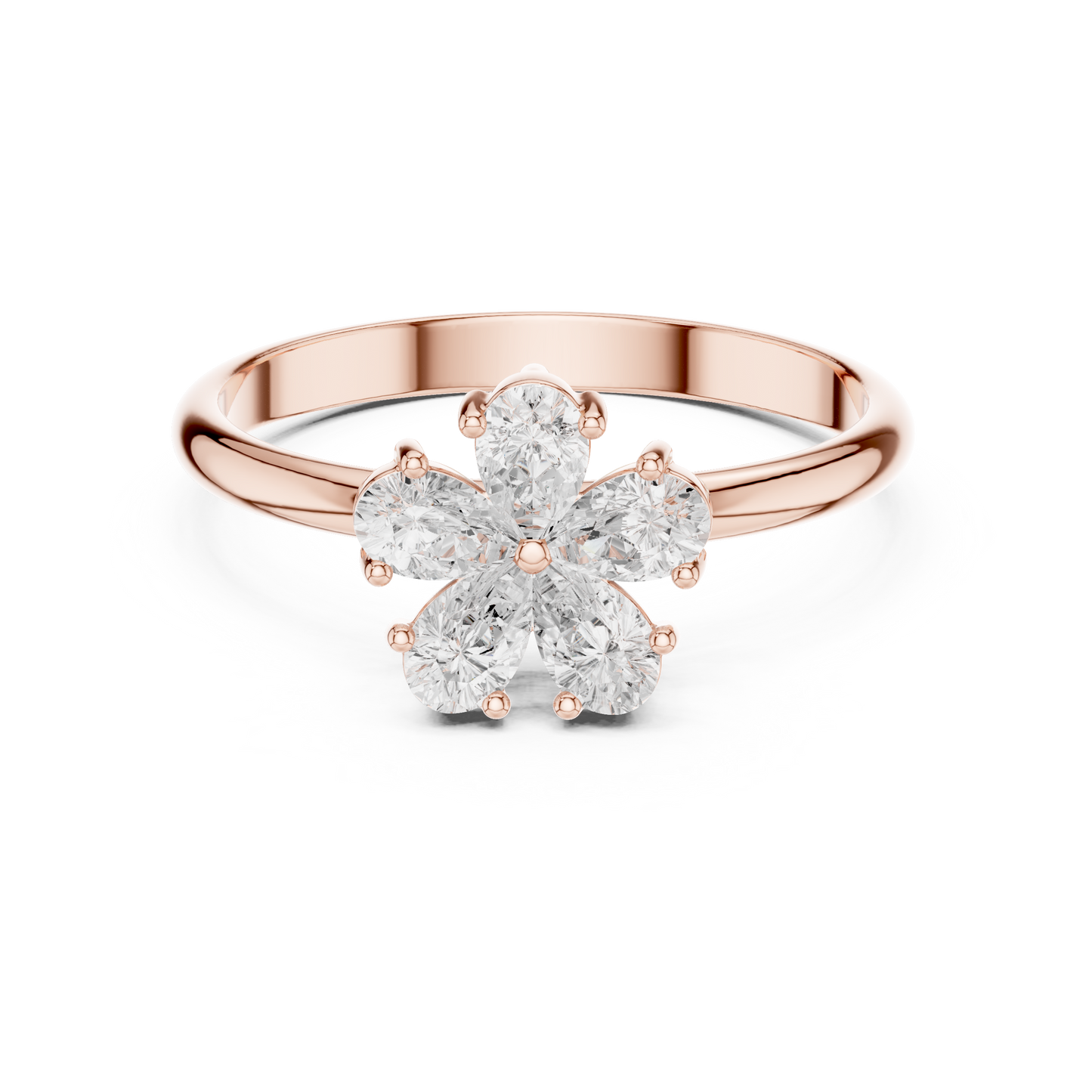 0.46 Carat Pear Cut Diamond Flower Cluster Ring | Solid Gold
