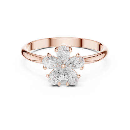 0.46 Carat Pear Cut Diamond Flower Cluster Ring | Solid Gold