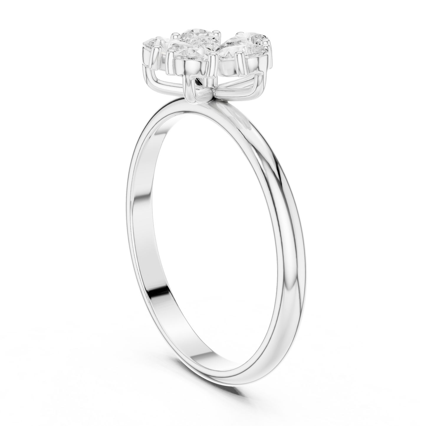 0.46 Carat Pear Cut Diamond Flower Cluster Ring | Solid Gold