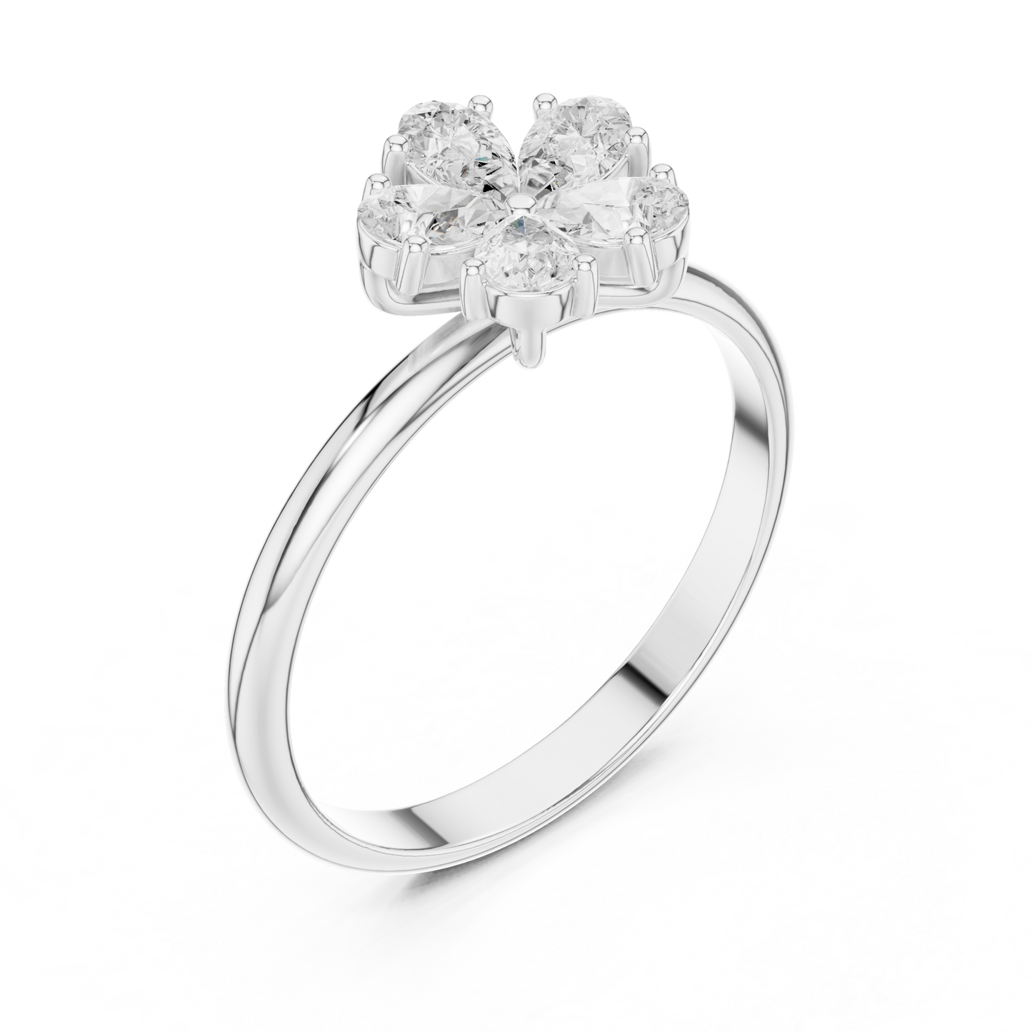 0.46 Carat Pear Cut Diamond Flower Cluster Ring | Solid Gold