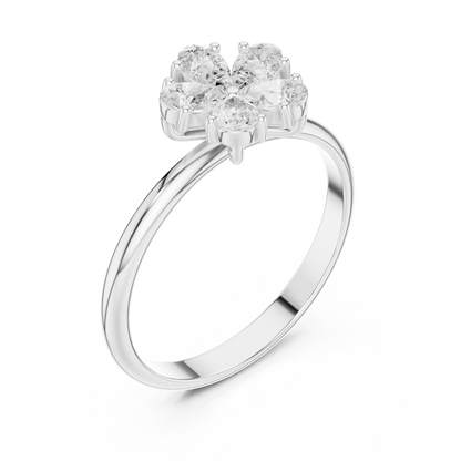 0.46 Carat Pear Cut Diamond Flower Cluster Ring | Solid Gold