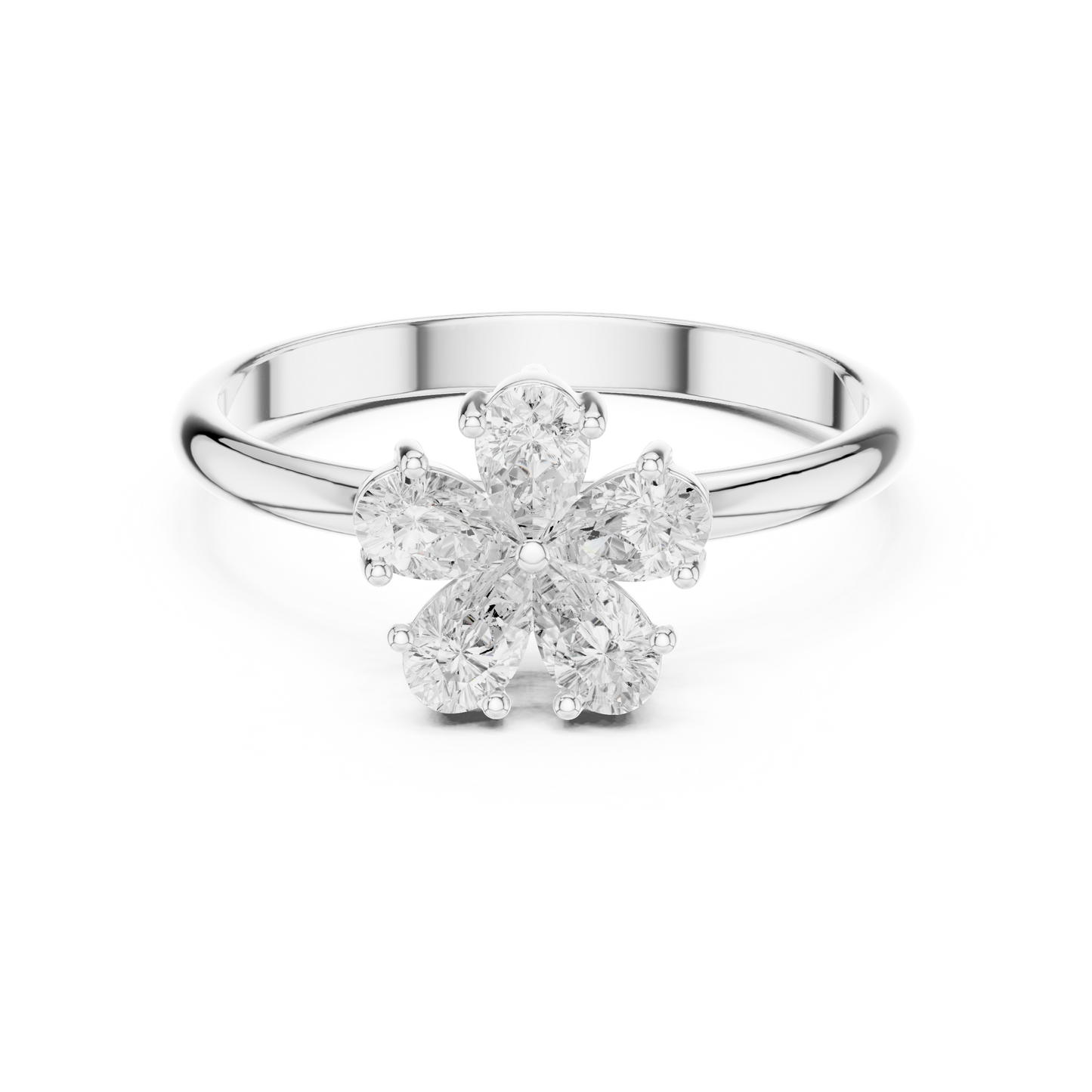 0.46 Carat Pear Cut Diamond Flower Cluster Ring | Solid Gold