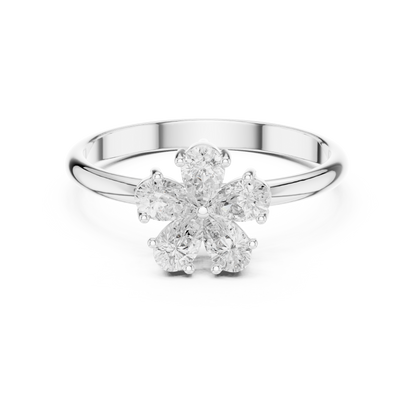 0.46 Carat Pear Cut Diamond Flower Cluster Ring | Solid Gold