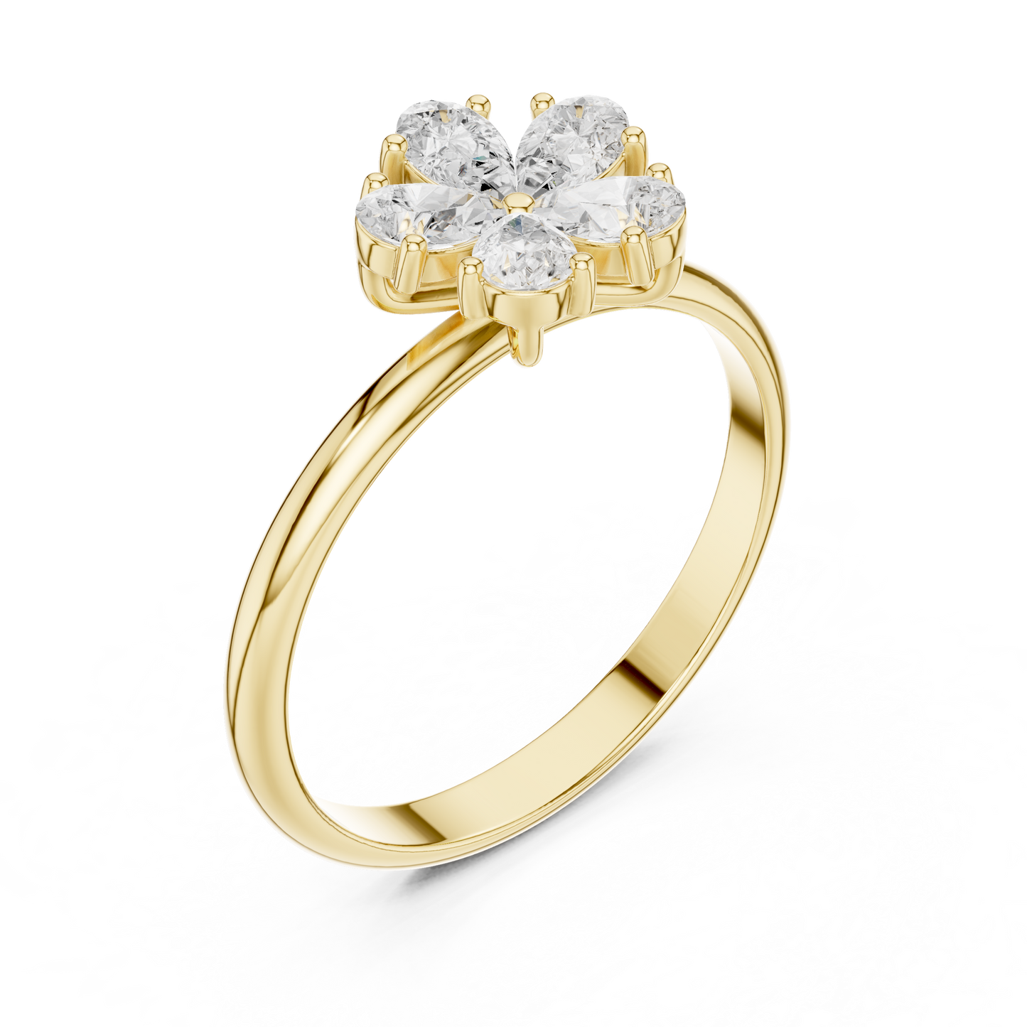 0.46 Carat Pear Cut Diamond Flower Cluster Ring | Solid Gold