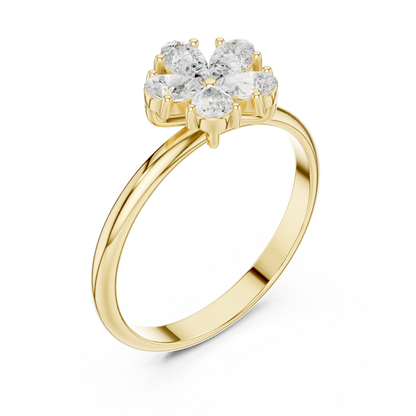 0.46 Carat Pear Cut Diamond Flower Cluster Ring | Solid Gold