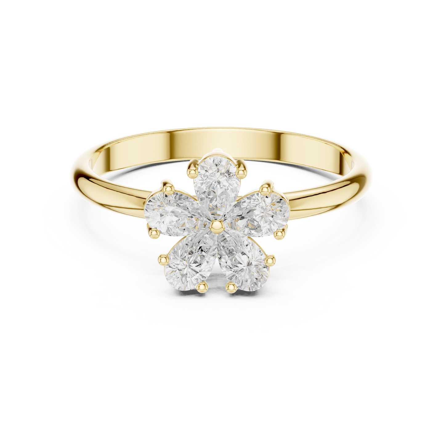 0.46 Carat Pear Cut Diamond Flower Cluster Ring | Solid Gold