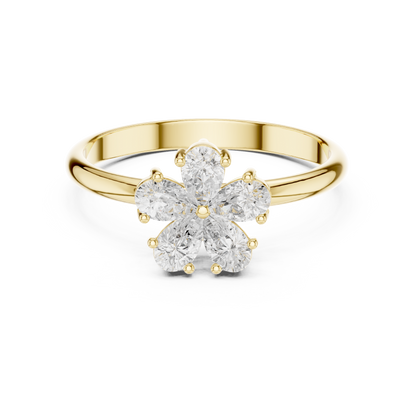 0.46 Carat Pear Cut Diamond Flower Cluster Ring | Solid Gold