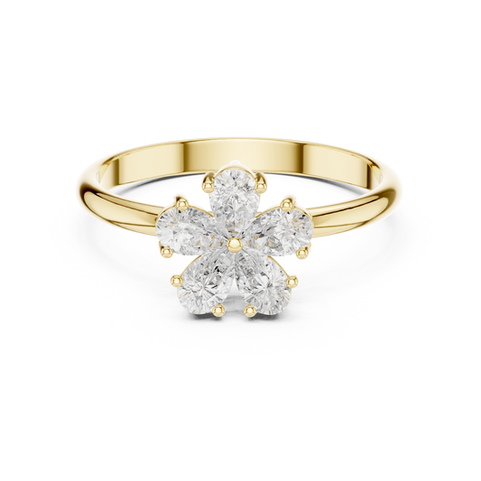 0.46 Carat Pear Cut Diamond Flower Cluster Ring | Solid Gold
