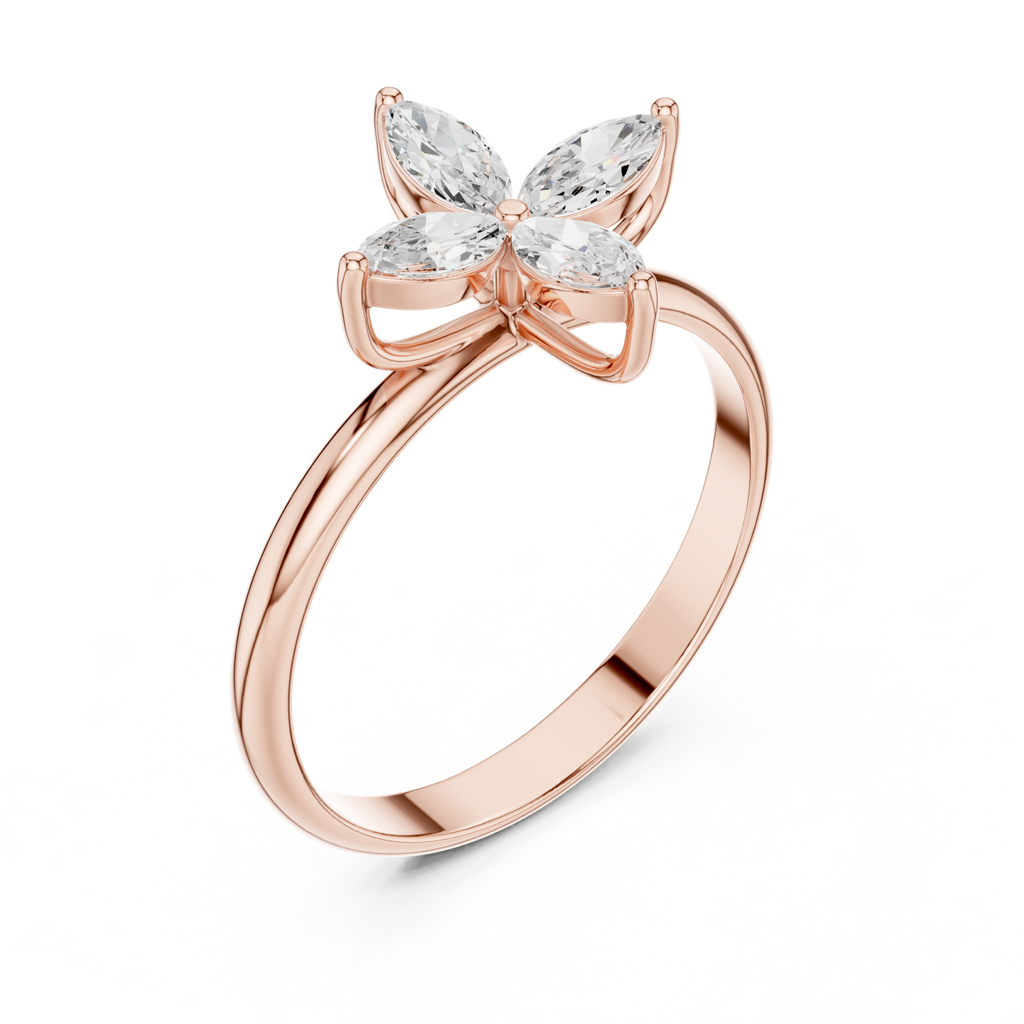0.41 Carat Marquise Cut Diamond Cross Flower Cluster Ring | Solid Gold