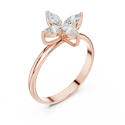 0.41 Carat Marquise Cut Diamond Cross Flower Cluster Ring | Solid Gold