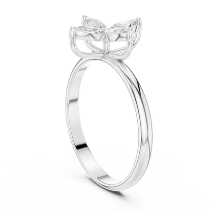 0.41 Carat Marquise Cut Diamond Cross Flower Cluster Ring | Solid Gold