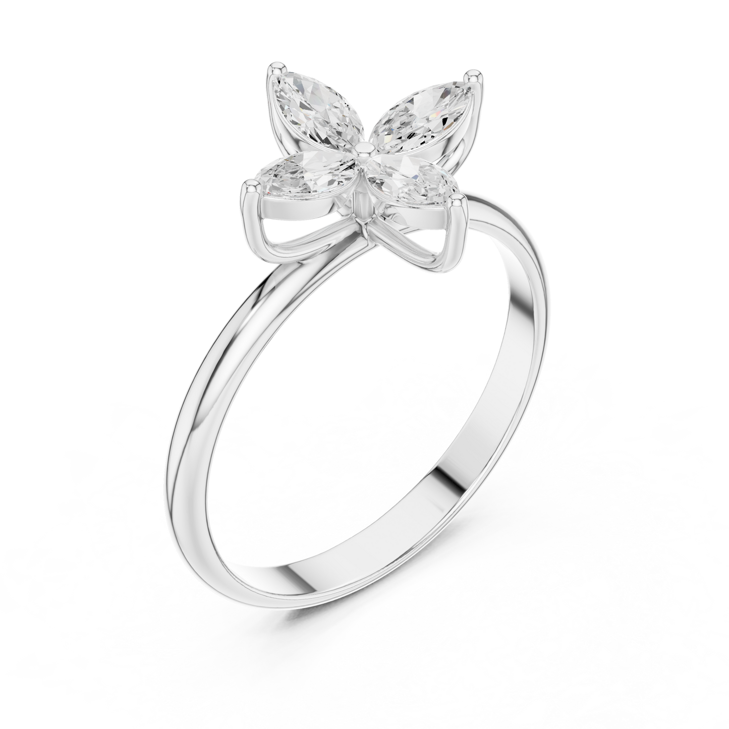 0.41 Carat Marquise Cut Diamond Cross Flower Cluster Ring | Solid Gold