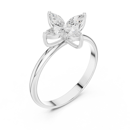 0.41 Carat Marquise Cut Diamond Cross Flower Cluster Ring | Solid Gold