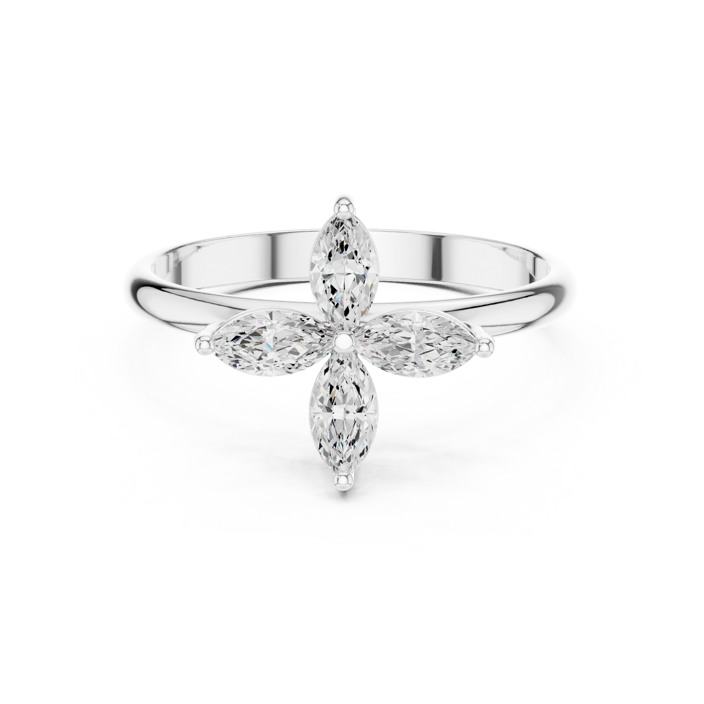 0.41 Carat Marquise Cut Diamond Cross Flower Cluster Ring | Solid Gold