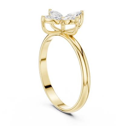0.41 Carat Marquise Cut Diamond Cross Flower Cluster Ring | Solid Gold